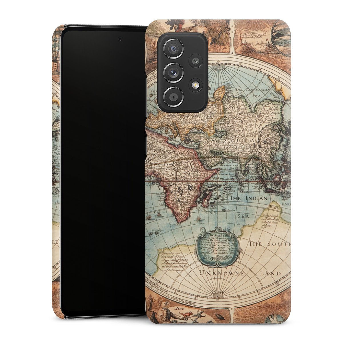 Galaxy A52s 5G Handy Premium Case Smartphone Handyhülle Schutzhülle matt World Map Vintage Map Premium Case