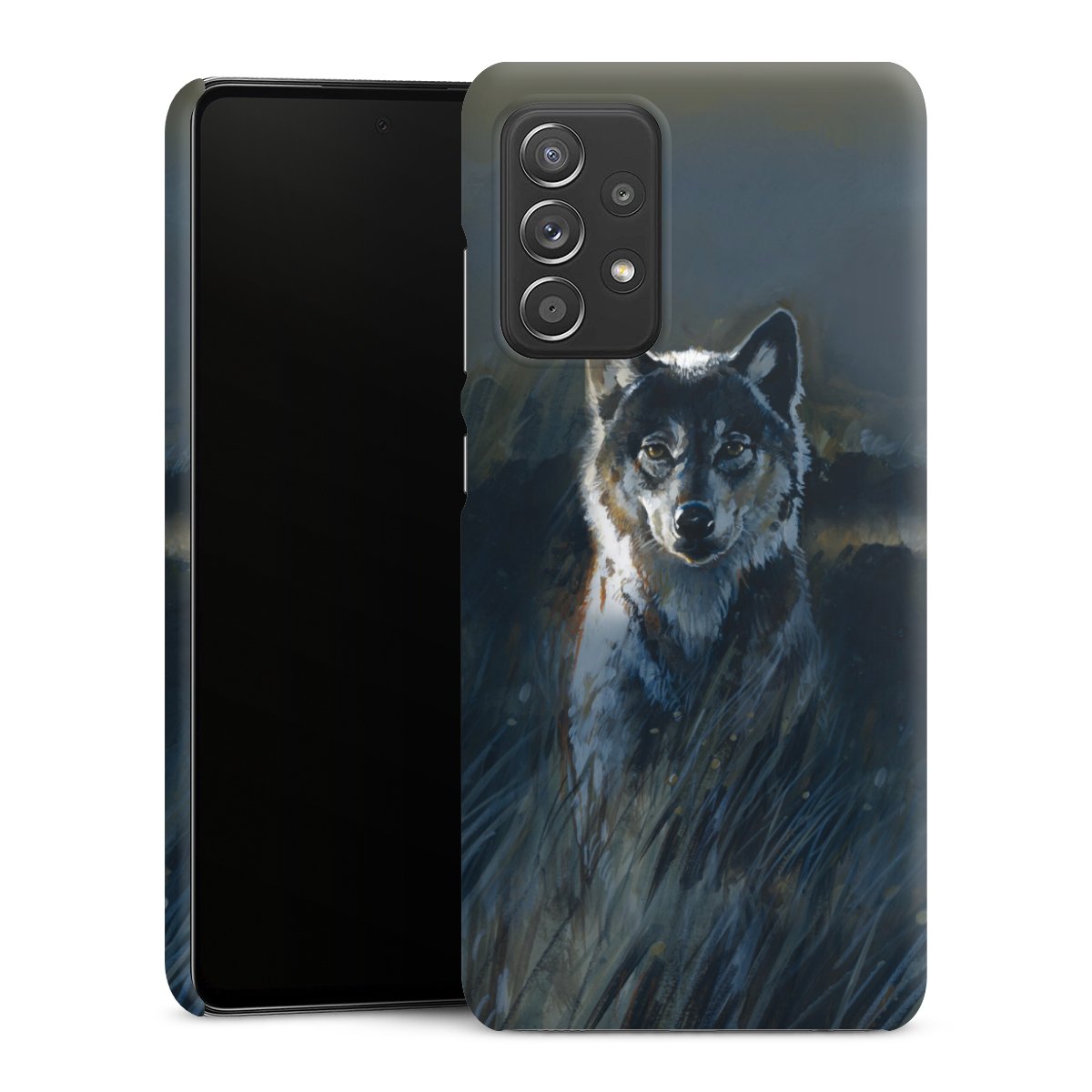 Galaxy A52s 5G Handy Premium Case Smartphone Handyhülle Schutzhülle matt Nature Wolf Painting Premium Case