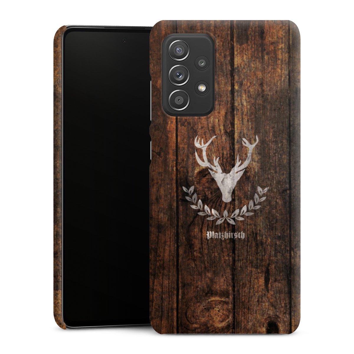 Galaxy A52s 5G Handy Premium Case Smartphone Handyhülle Schutzhülle matt Deer Wood Wooden Look Premium Case