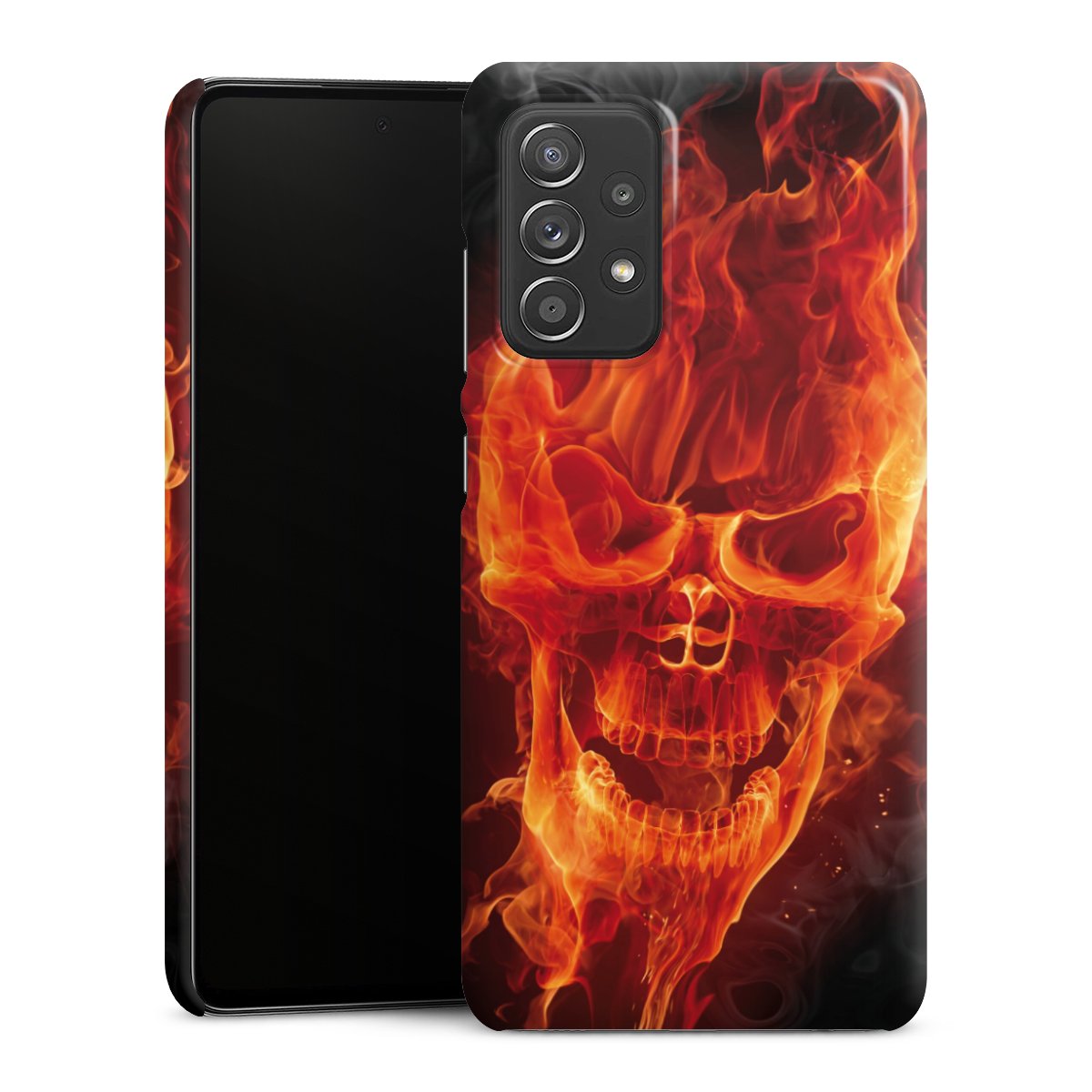 Galaxy A52 Handy Premium Case Smartphone Handyhülle Schutzhülle glänzend Totenkopf Skull Fire Premium Case