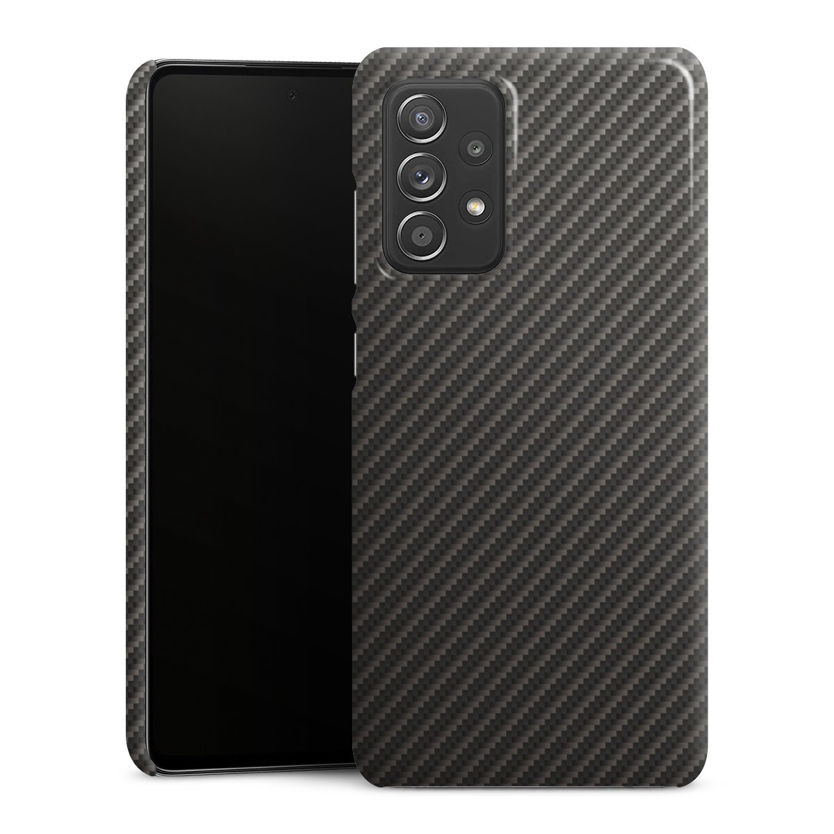 Galaxy A52 Handy Premium Case Smartphone Handyhülle Schutzhülle glänzend Metallic Look Carbon Muster Premium Case