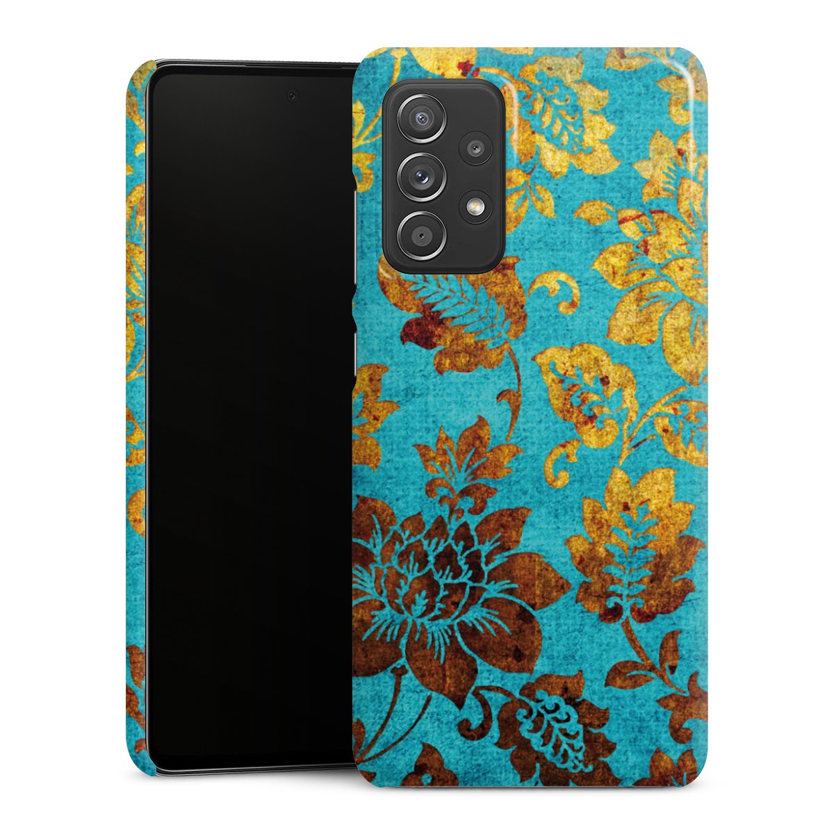 Galaxy A52 Handy Premium Case Smartphone Handyhülle Schutzhülle glänzend Ornament Vintage Flowers Premium Case