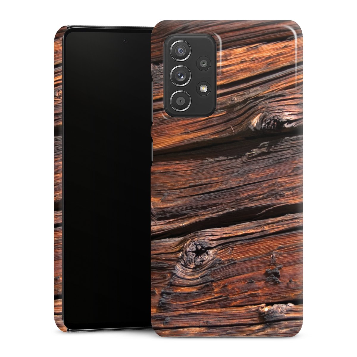 Galaxy A52 Handy Premium Case Smartphone Handyhülle Schutzhülle glänzend Beams Wooden Look Wood Premium Case