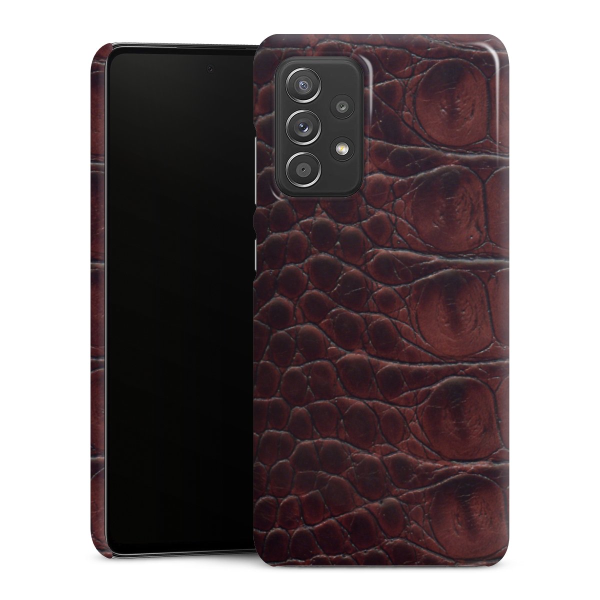 Galaxy A52 Handy Premium Case Smartphone Handyhülle Schutzhülle glänzend Crocodile Animal Print Leather Premium Case