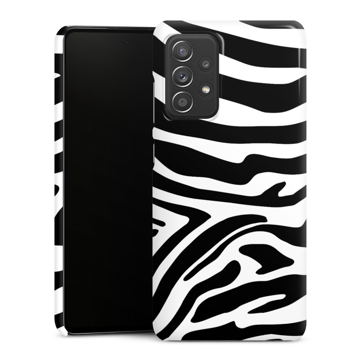 Galaxy A52 Handy Premium Case Smartphone Handyhülle Schutzhülle glänzend Zebra Animal Look Animal Print Premium Case