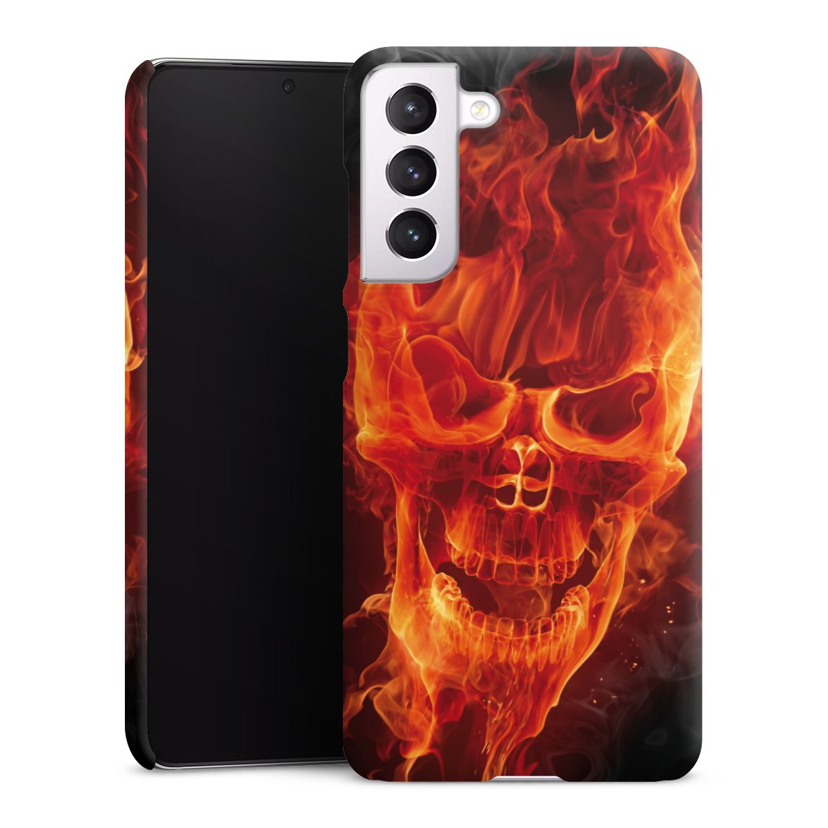 Galaxy S21 FE 5G Handy Premium Case Smartphone Handyhülle Schutzhülle matt Totenkopf Skull Fire Premium Case