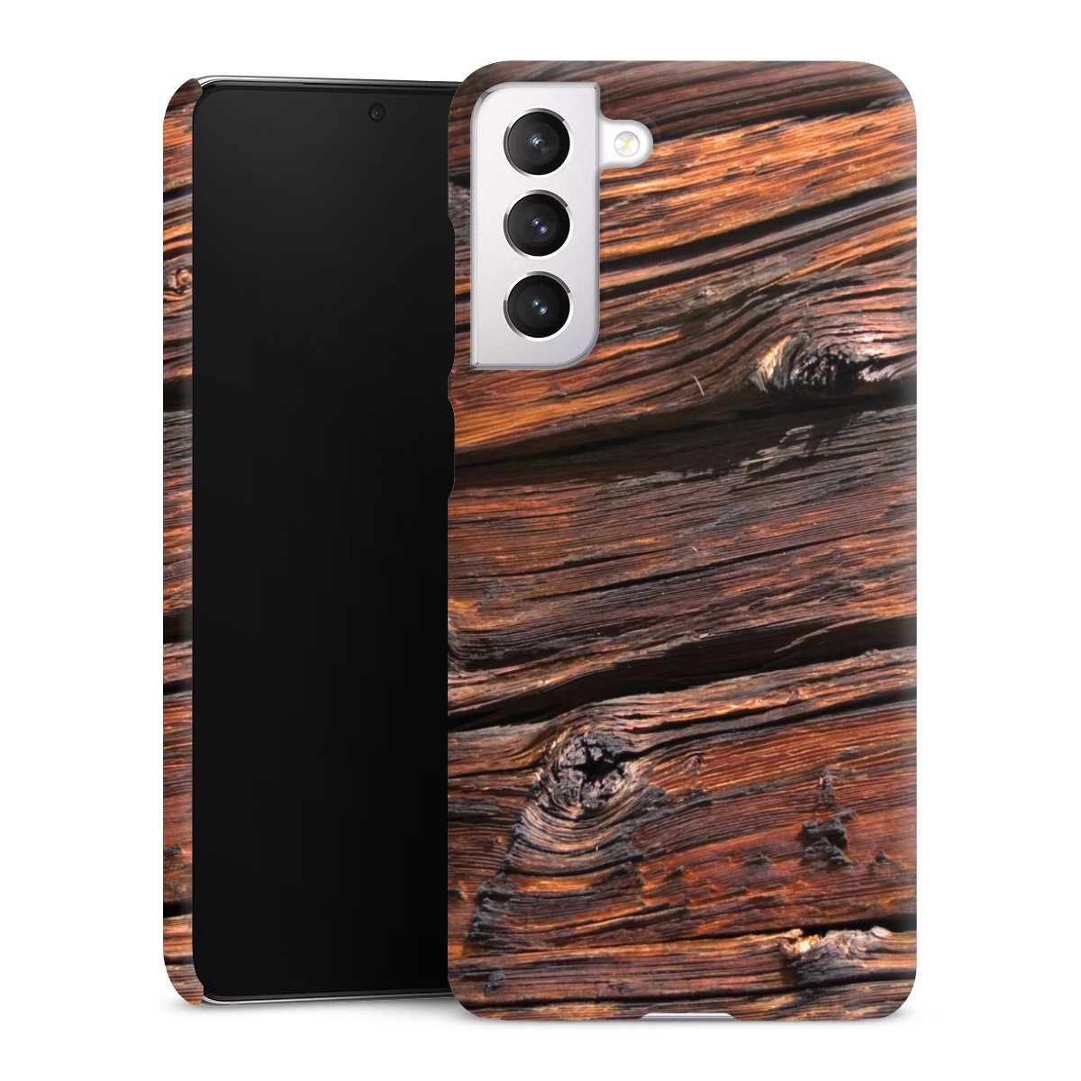 Galaxy S21 FE 5G Handy Premium Case Smartphone Handyhülle Schutzhülle matt Beams Wooden Look Wood Premium Case