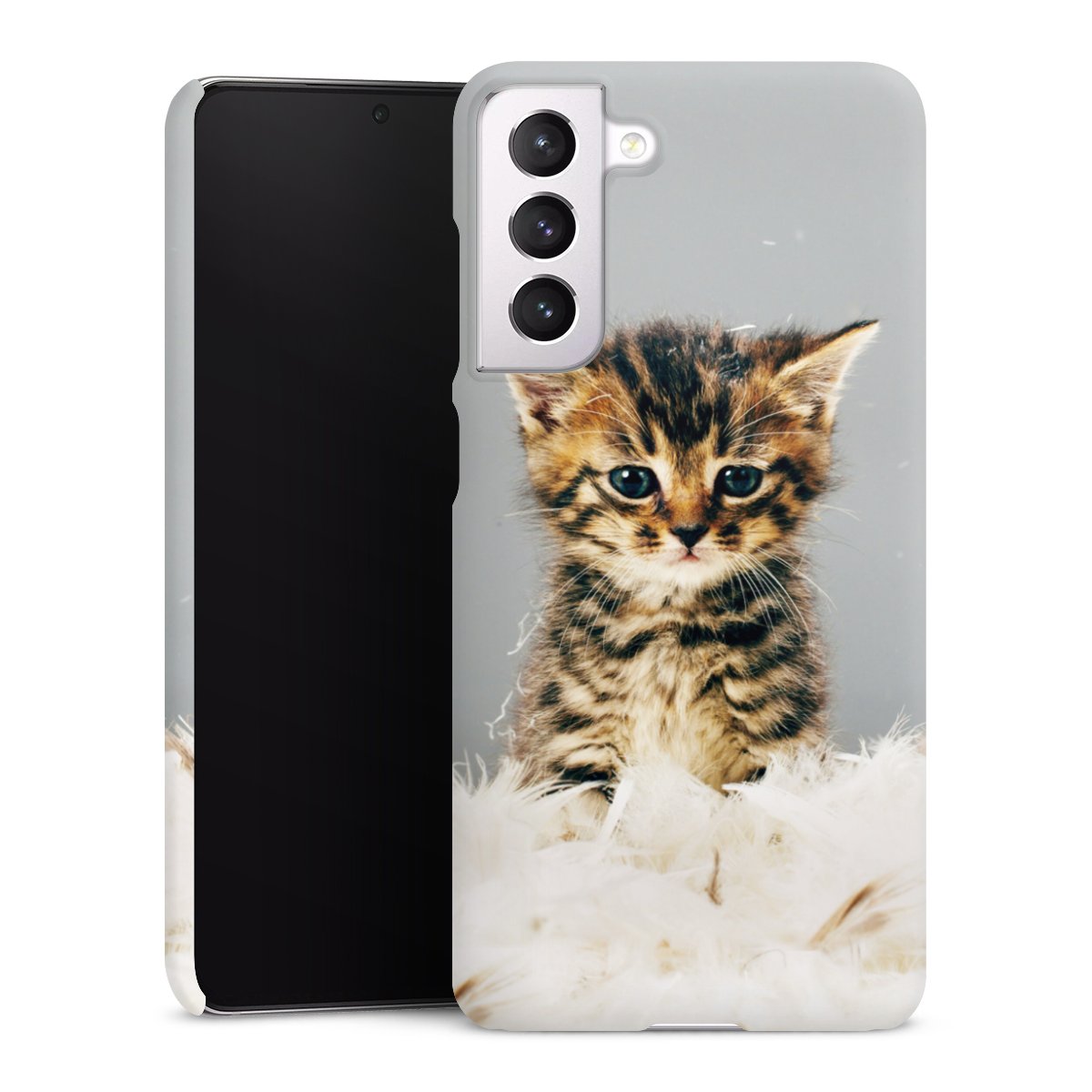 Galaxy S21 FE 5G Handy Premium Case Smartphone Handyhülle Schutzhülle matt Cat Feather Pet Premium Case