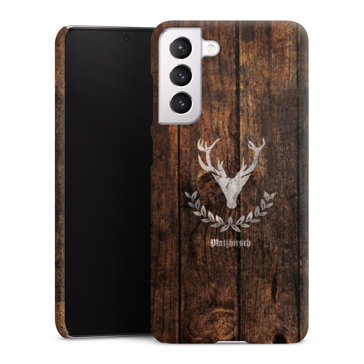 Galaxy S21 FE 5G Handy Premium Case Smartphone Handyhülle Schutzhülle matt Deer Wood Wooden Look Premium Case