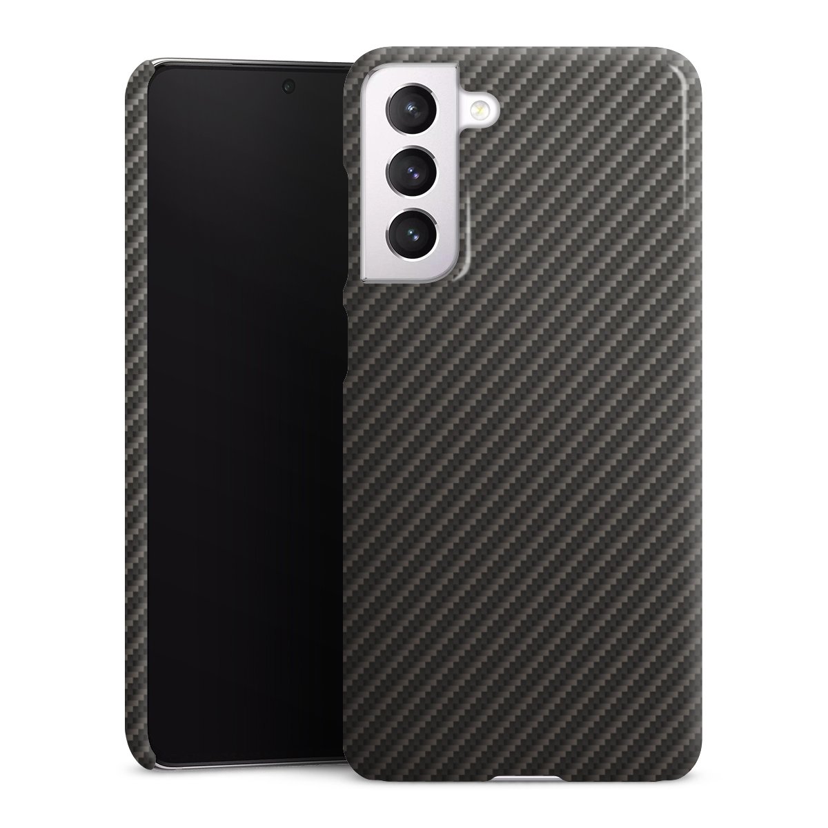 Galaxy S21 FE 5G Handy Premium Case Smartphone Handyhülle Schutzhülle glänzend Metallic Look Carbon Muster Premium Case