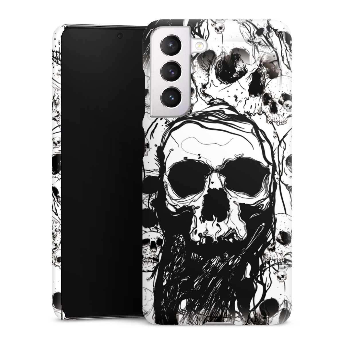 Galaxy S21 FE 5G Handy Premium Case Smartphone Handyhülle Schutzhülle glänzend Totenkopf Halloween Premium Case