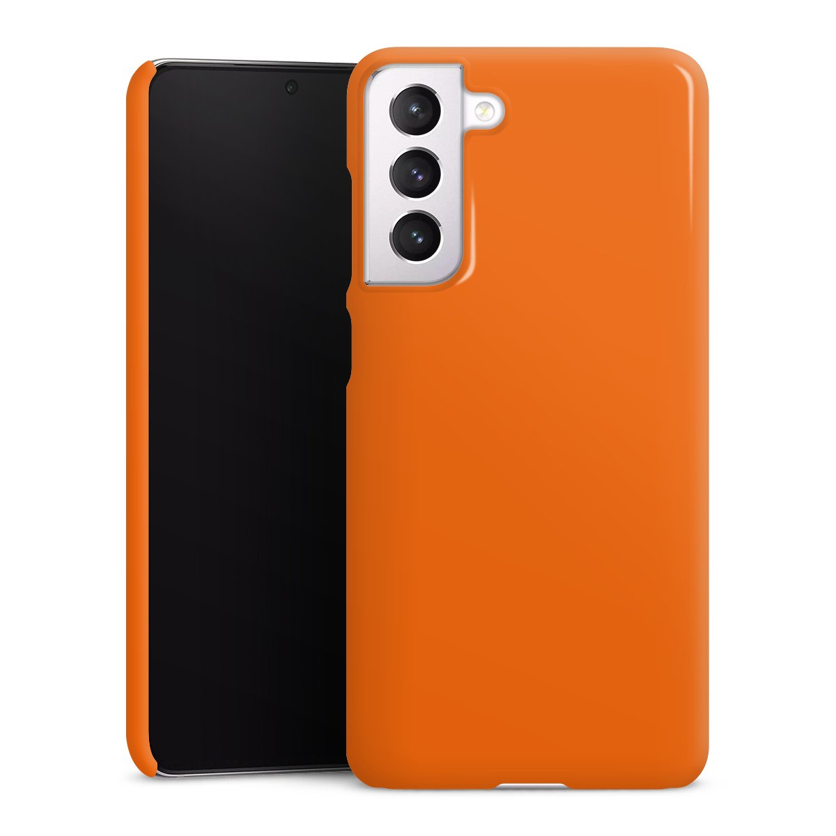 Galaxy S21 FE 5G Handy Premium Case Smartphone Handyhülle Schutzhülle glänzend Orange Colour Unicoloured Premium Case