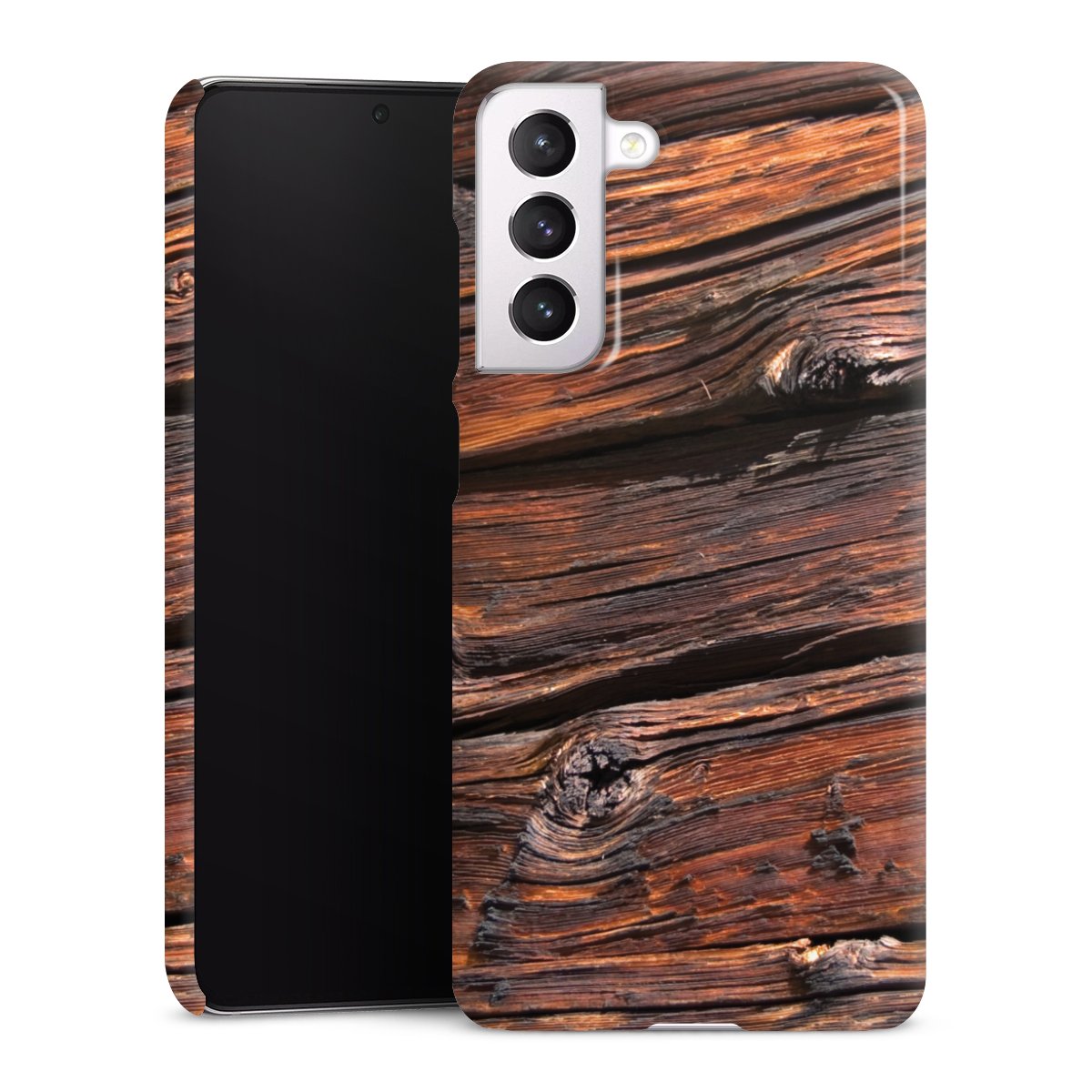 Galaxy S21 FE 5G Handy Premium Case Smartphone Handyhülle Schutzhülle glänzend Beams Wooden Look Wood Premium Case