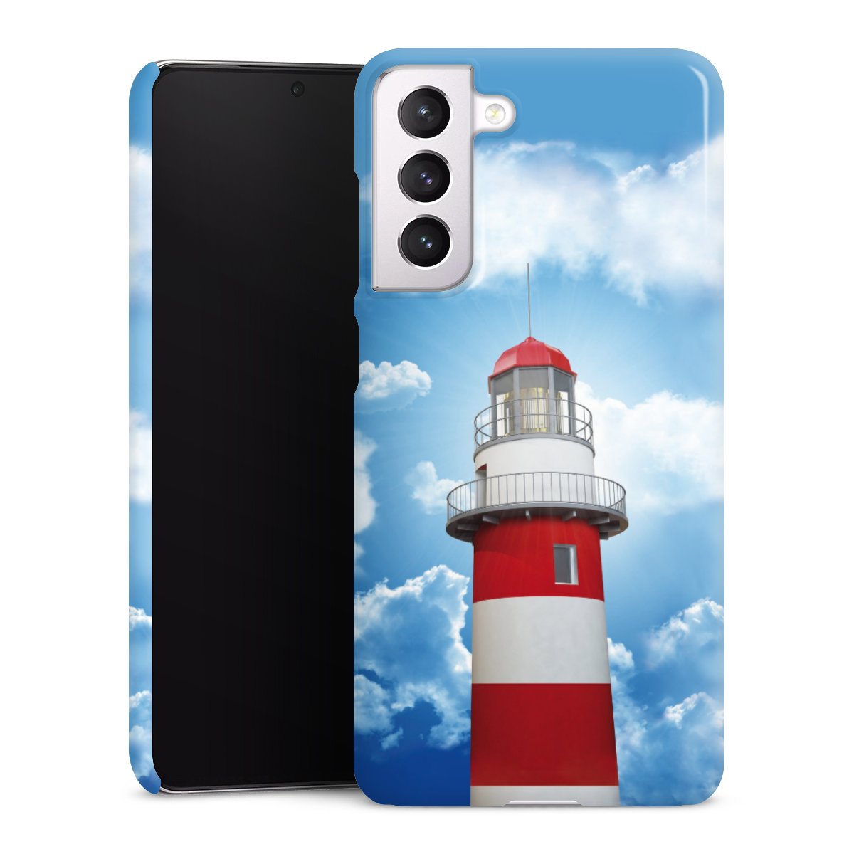 Galaxy S21 FE 5G Handy Premium Case Smartphone Handyhülle Schutzhülle glänzend Lighthouse Sky Cloud Premium Case