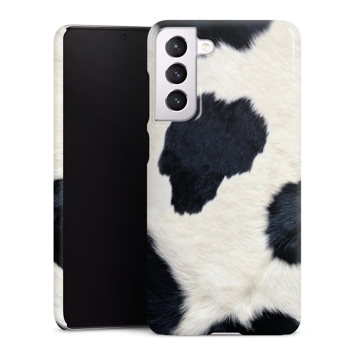 Galaxy S21 FE 5G Handy Premium Case Smartphone Handyhülle Schutzhülle glänzend Animal Look Animal Print Cow Skin Premium Case