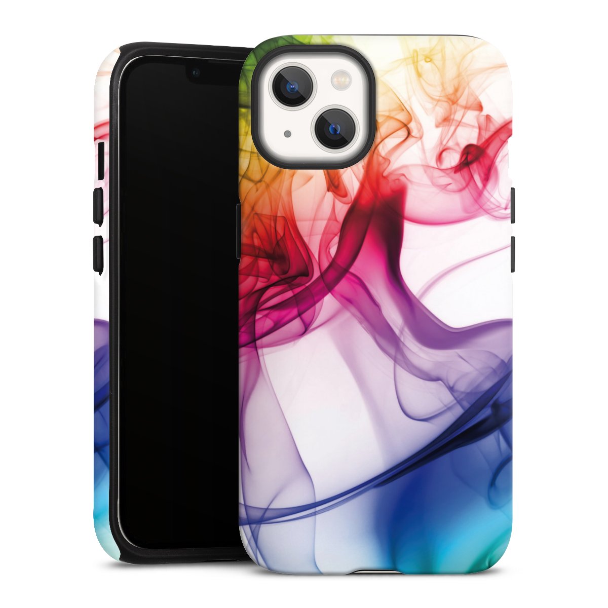 iPhone 13 Handy Panzer Handyhülle robuste Outdoor Hülle Schutzhülle matt Water Colour Rainbow Tough Case