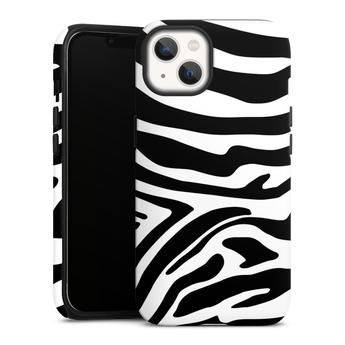 iPhone 13 Handy Panzer Handyhülle robuste Outdoor Hülle Schutzhülle matt Zebra Animal Look Animal Print Tough Case