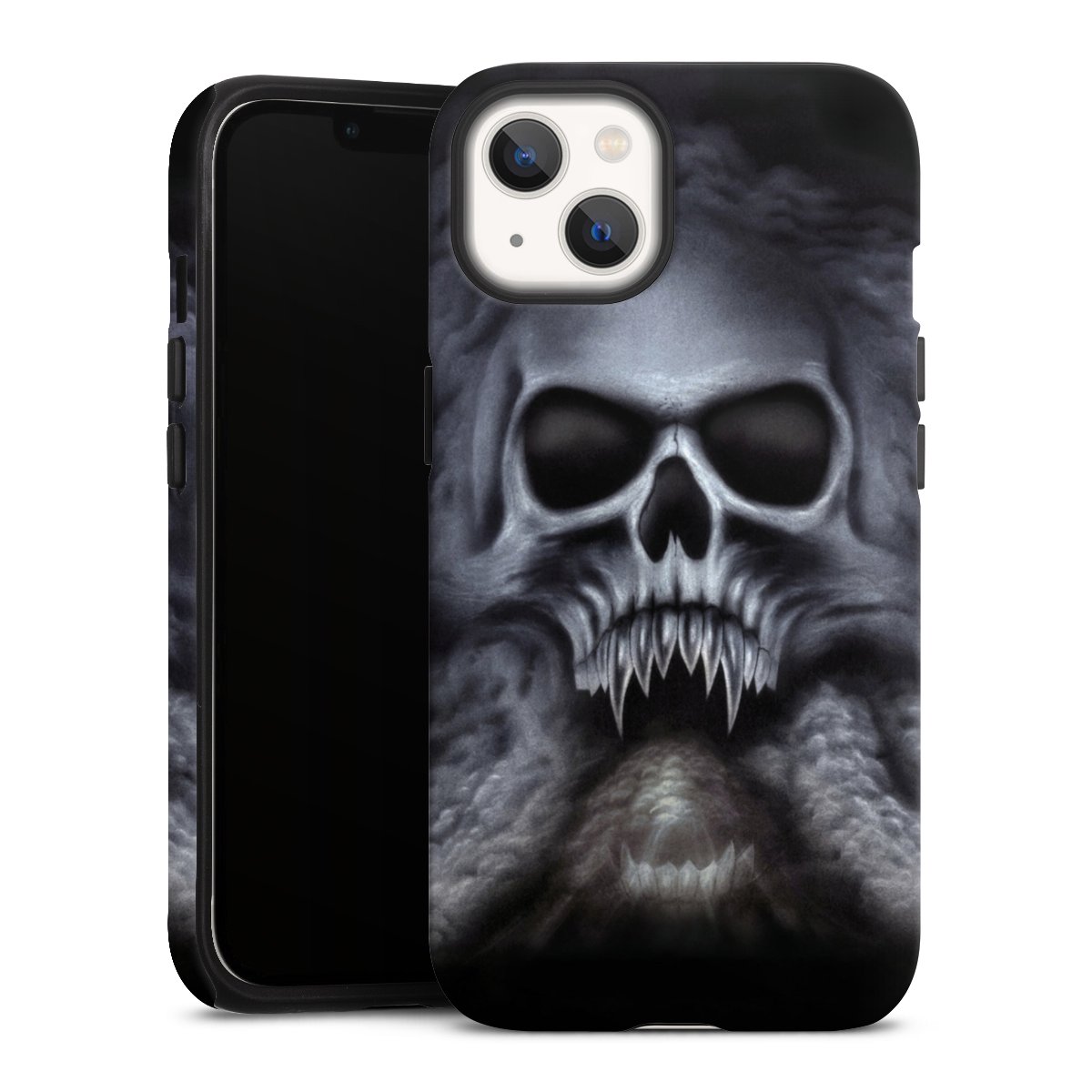 iPhone 13 Handy Panzer Handyhülle robuste Outdoor Hülle Schutzhülle matt Totenkopf Skull Tough Case