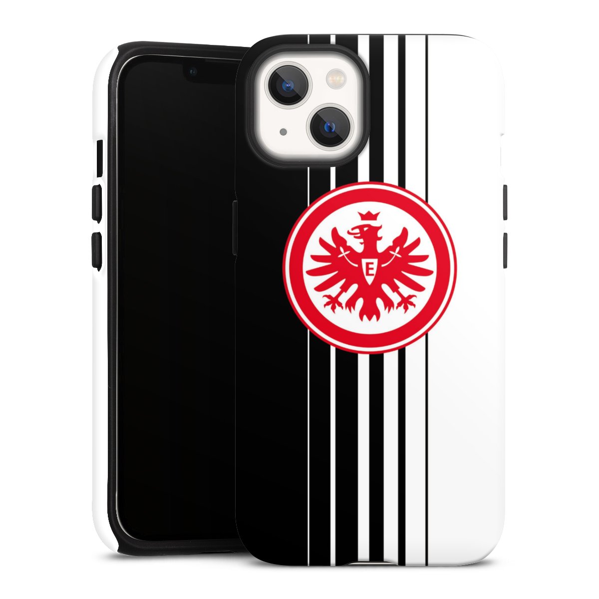 iPhone 13 Handy Panzer Handyhülle robuste Outdoor Hülle Schutzhülle matt Stripes Eintracht Frankfurt Official Licensed Product Tough Case