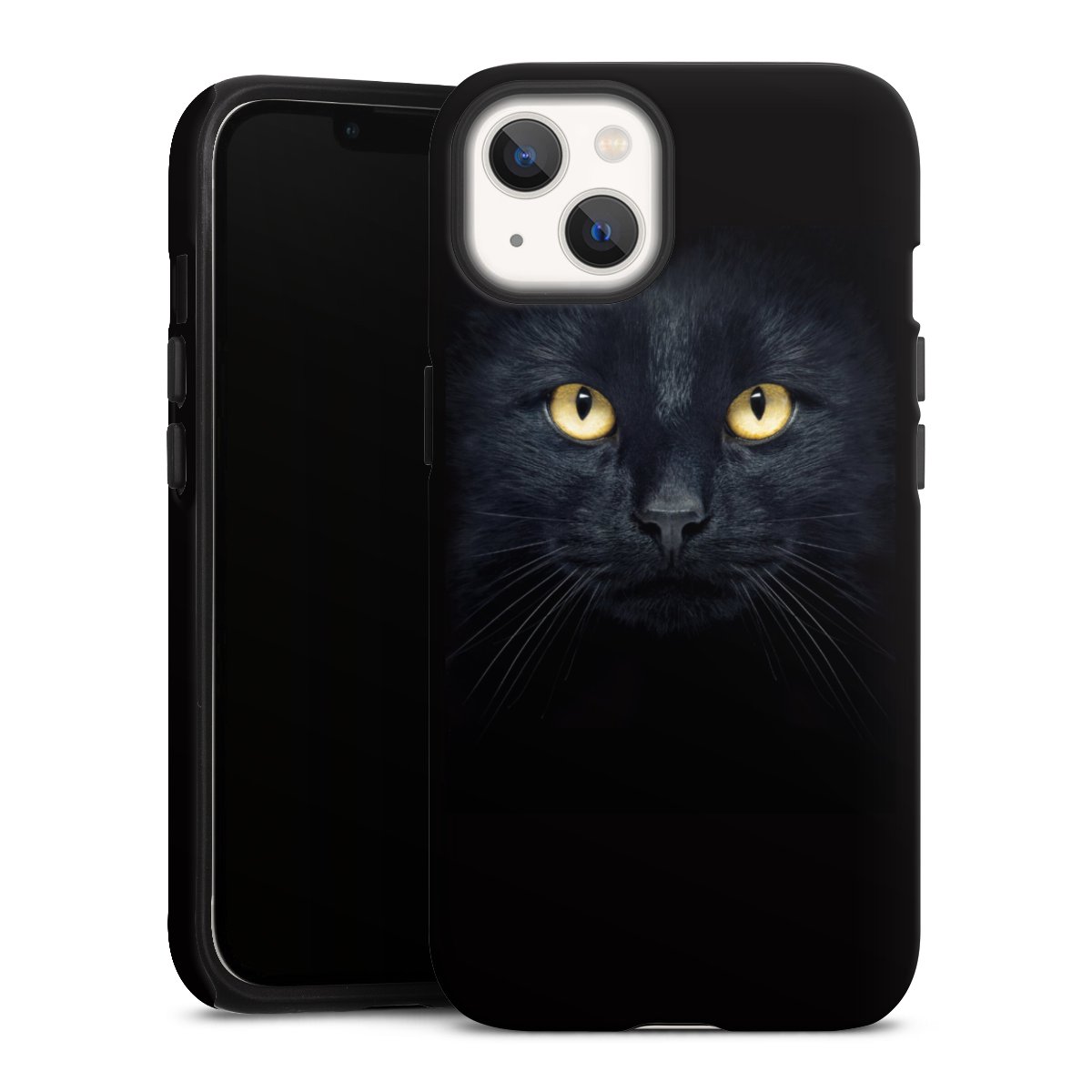 iPhone 13 Handy Panzer Handyhülle robuste Outdoor Hülle Schutzhülle matt Eye Cat Black Tough Case