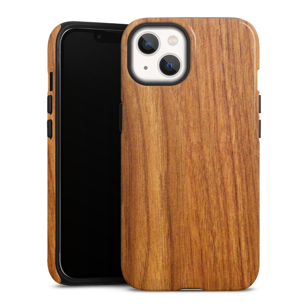 iPhone 13 Handy Panzer Handyhülle robuste Outdoor Hülle Schutzhülle glänzend Wood Larch Wooden Look Tough Case