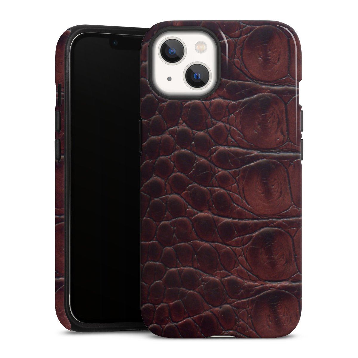 iPhone 13 Handy Panzer Handyhülle robuste Outdoor Hülle Schutzhülle glänzend Crocodile Animal Print Leather Tough Case