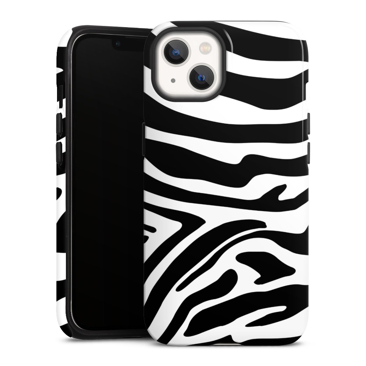 iPhone 13 Handy Panzer Handyhülle robuste Outdoor Hülle Schutzhülle glänzend Zebra Animal Look Animal Print Tough Case