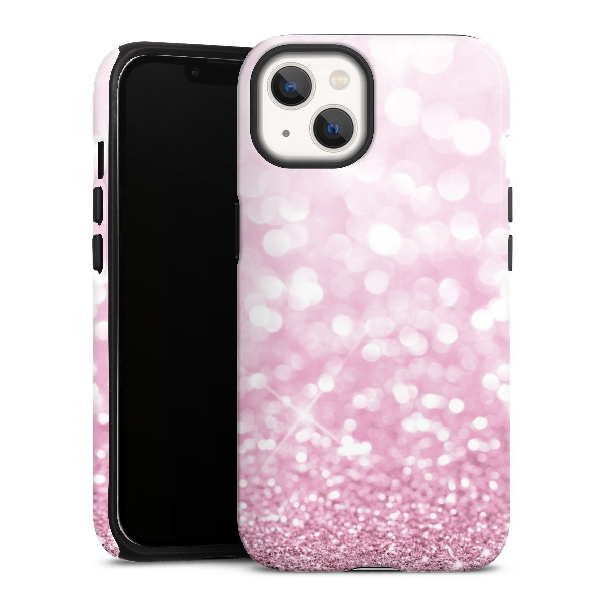 iPhone 13 Handy Panzer Handyhülle robuste Outdoor Hülle Schutzhülle glänzend Glitzer Pink Shine Tough Case