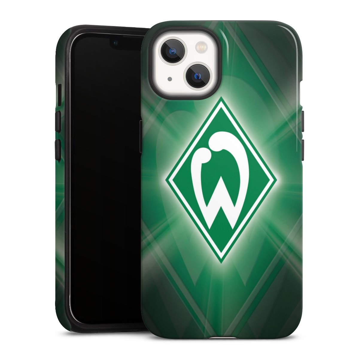 iPhone 13 Handy Panzer Handyhülle robuste Outdoor Hülle Schutzhülle glänzend Sv Werder Bremen Official Licensed Product Coat Of Arms Tough Case