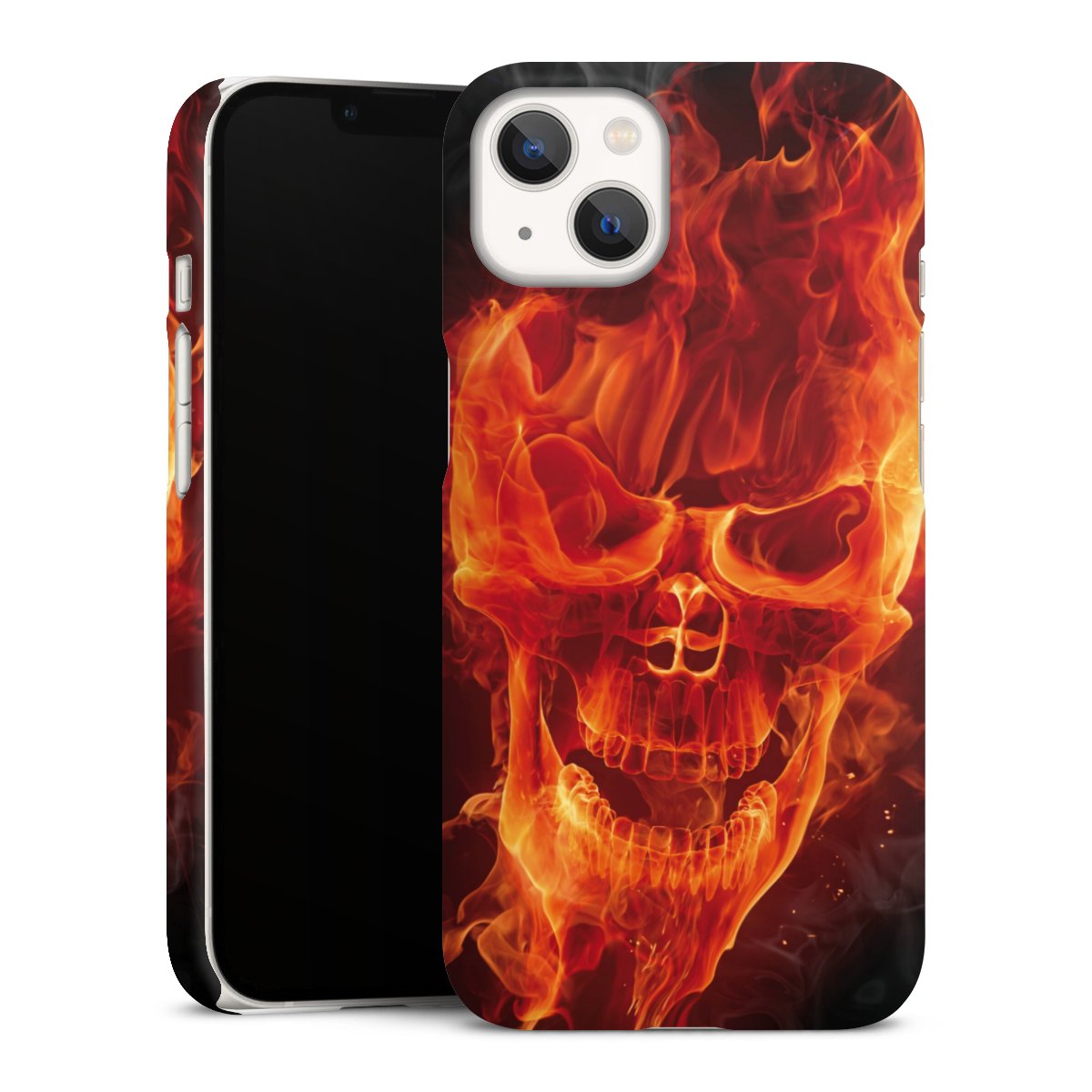 iPhone 13 Handy Premium Case Smartphone Handyhülle Schutzhülle matt Totenkopf Skull Fire Premium Case