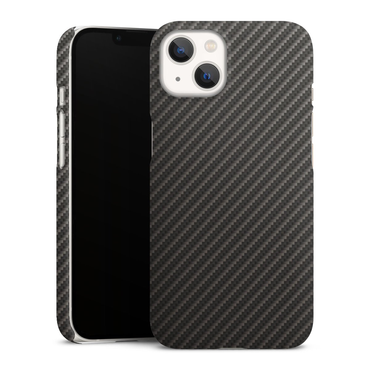 iPhone 13 Handy Premium Case Smartphone Handyhülle Schutzhülle matt Metallic Look Carbon Muster Premium Case