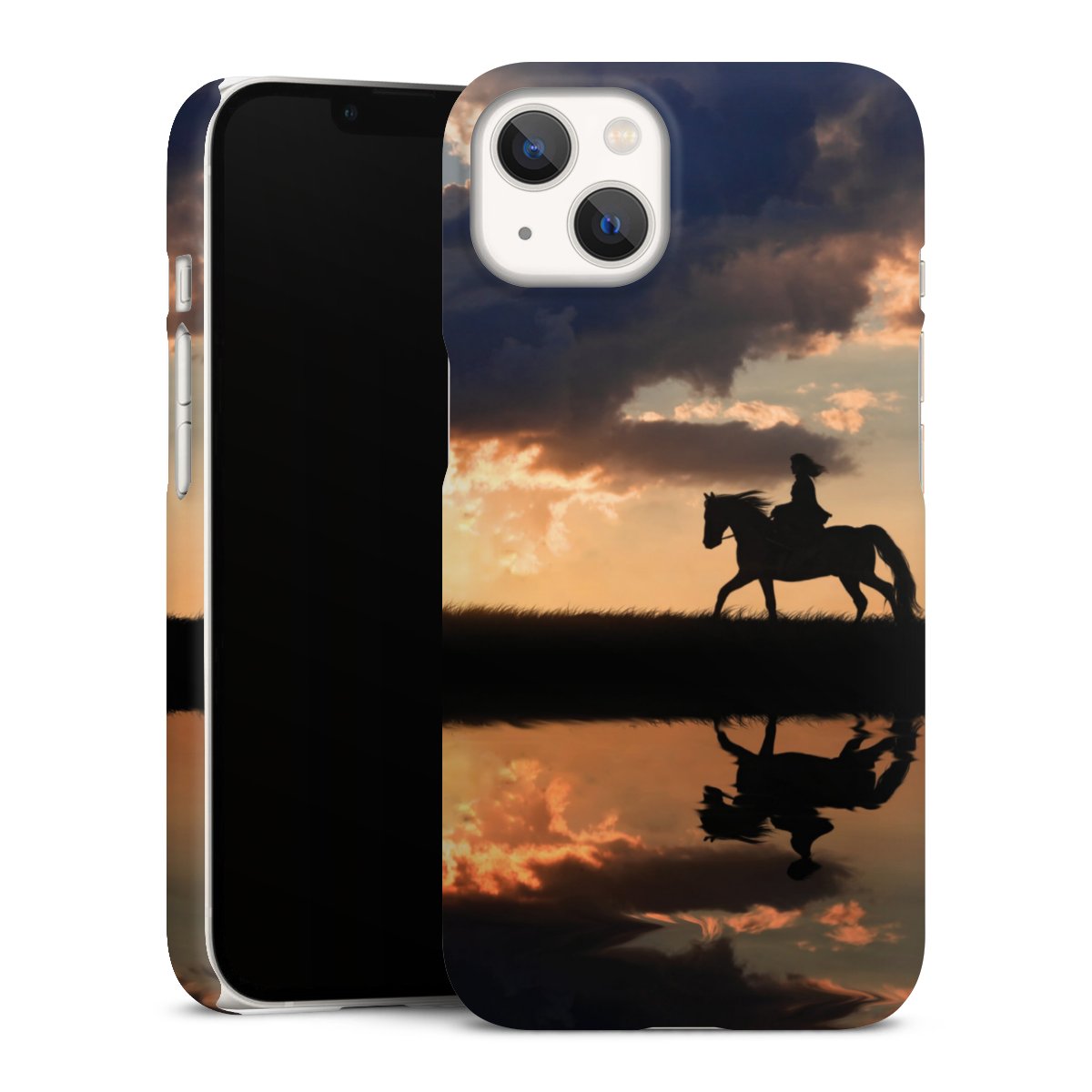 iPhone 13 Handy Premium Case Smartphone Handyhülle Schutzhülle matt Horse Sunset Horseback Riding Premium Case