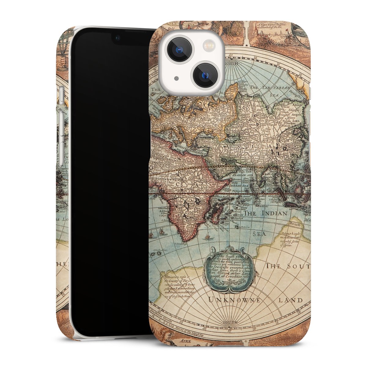 iPhone 13 Handy Premium Case Smartphone Handyhülle Schutzhülle matt World Map Vintage Map Premium Case