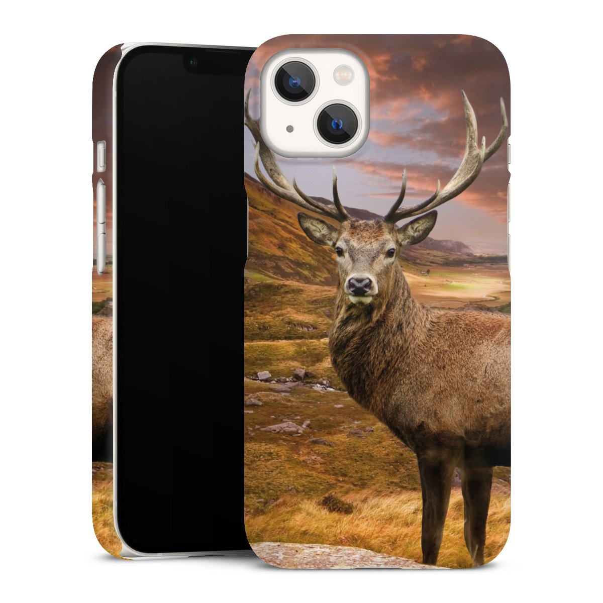 iPhone 13 Handy Premium Case Smartphone Handyhülle Schutzhülle matt Meadow Mountain Deer Premium Case