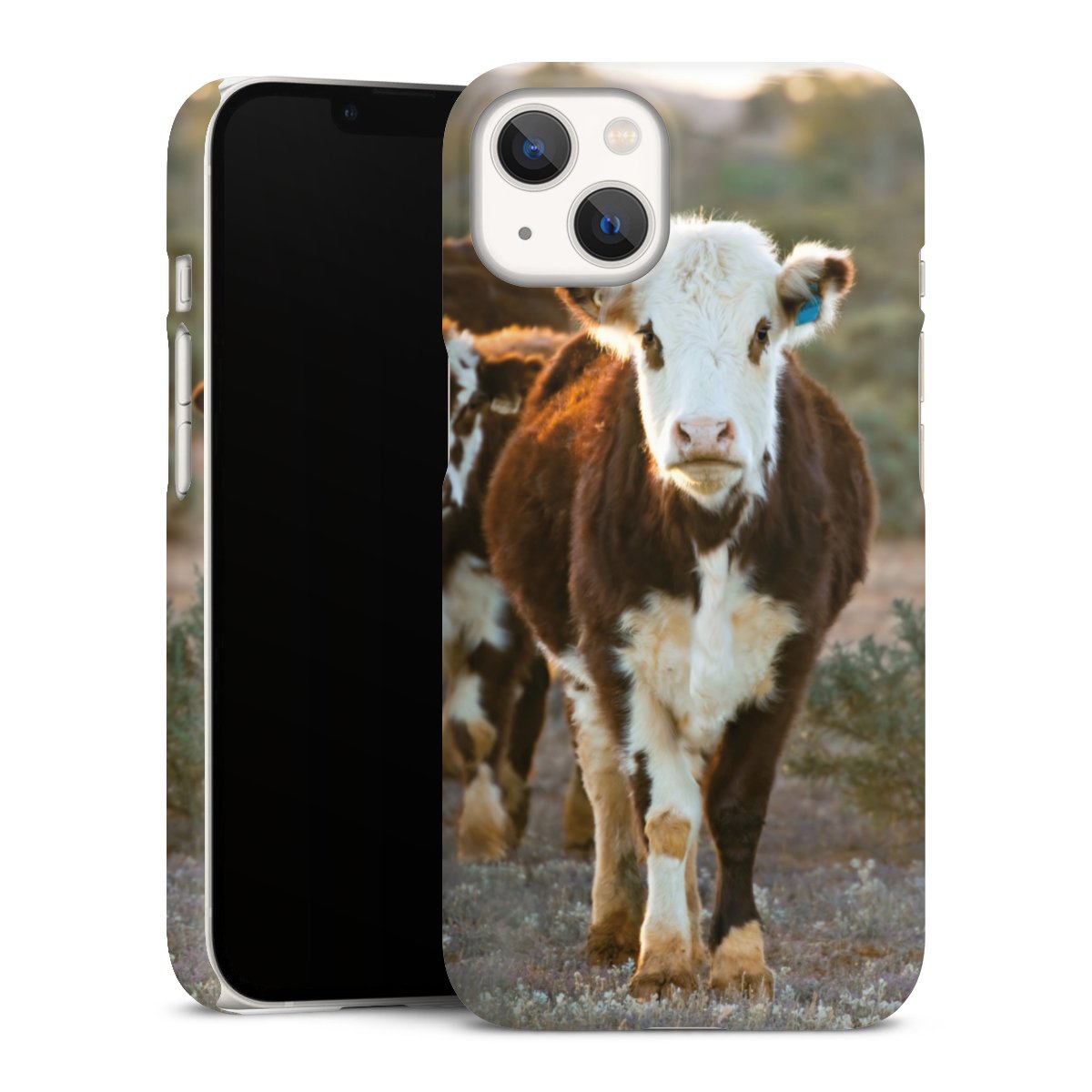 iPhone 13 Handy Premium Case Smartphone Handyhülle Schutzhülle matt Cow Farmer Calf Premium Case