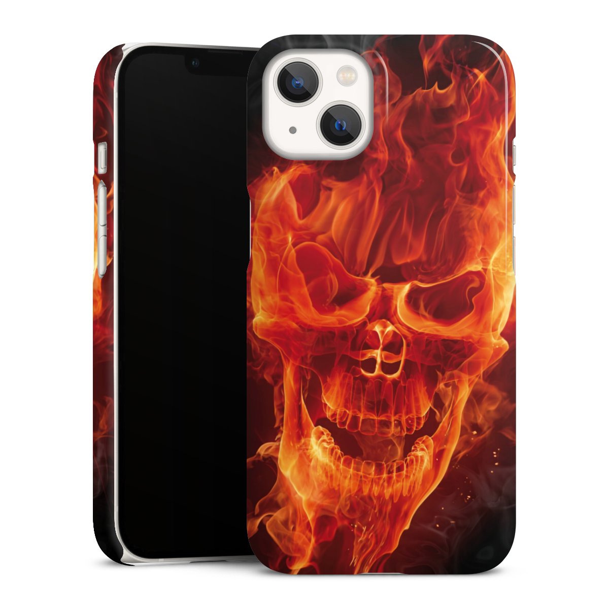 iPhone 13 Handy Premium Case Smartphone Handyhülle Schutzhülle glänzend Totenkopf Skull Fire Premium Case