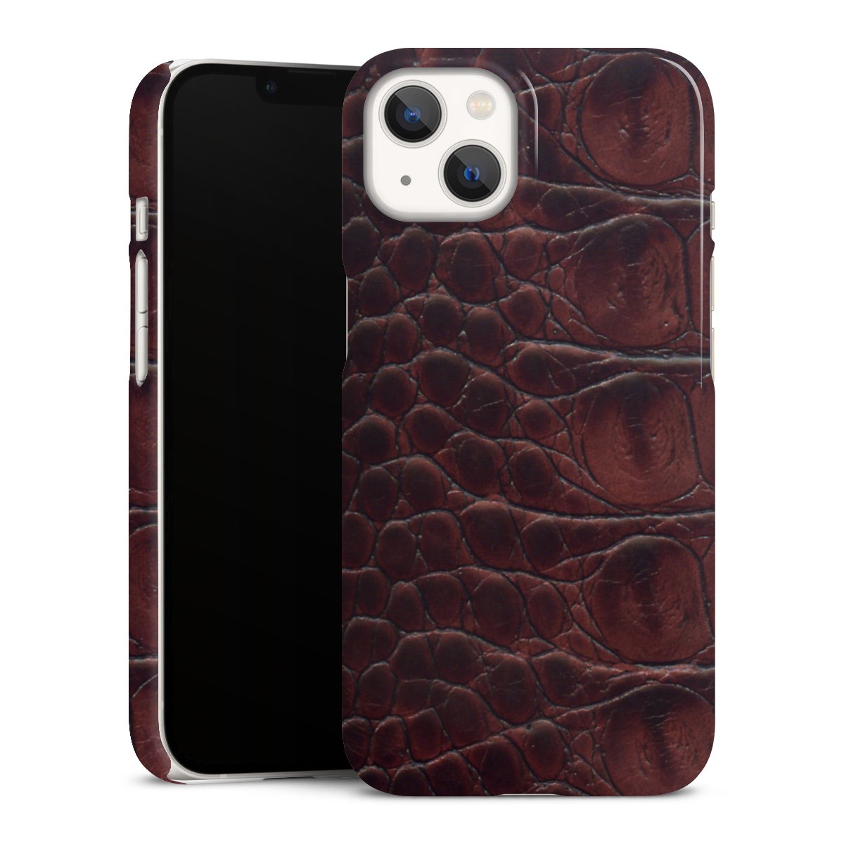 iPhone 13 Handy Premium Case Smartphone Handyhülle Schutzhülle glänzend Crocodile Animal Print Leather Premium Case