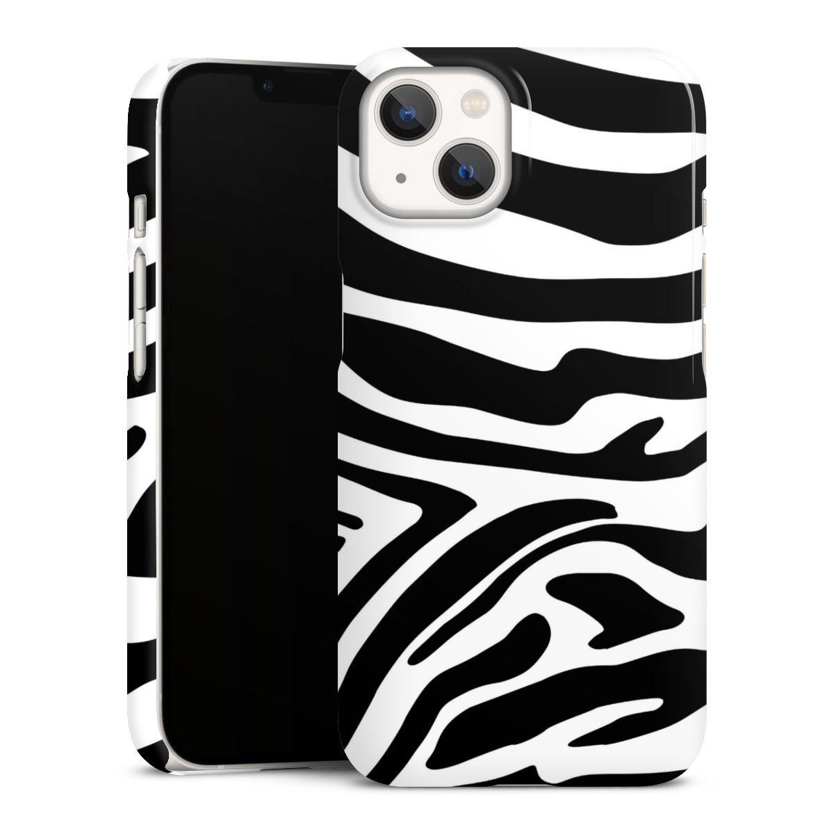 iPhone 13 Handy Premium Case Smartphone Handyhülle Schutzhülle glänzend Zebra Animal Look Animal Print Premium Case