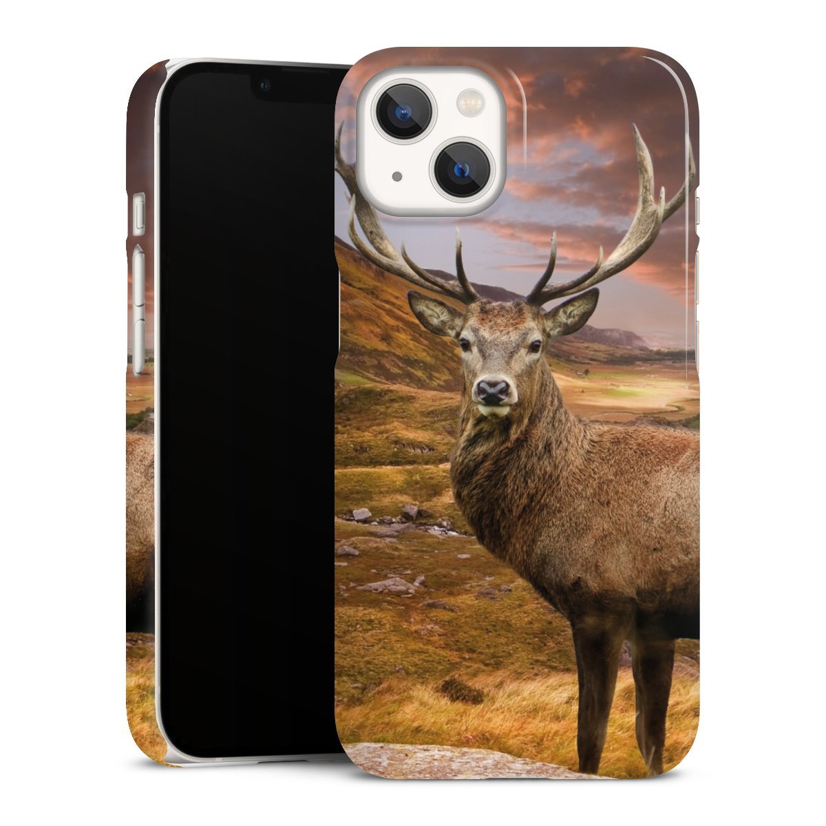 iPhone 13 Handy Premium Case Smartphone Handyhülle Schutzhülle glänzend Meadow Mountain Deer Premium Case