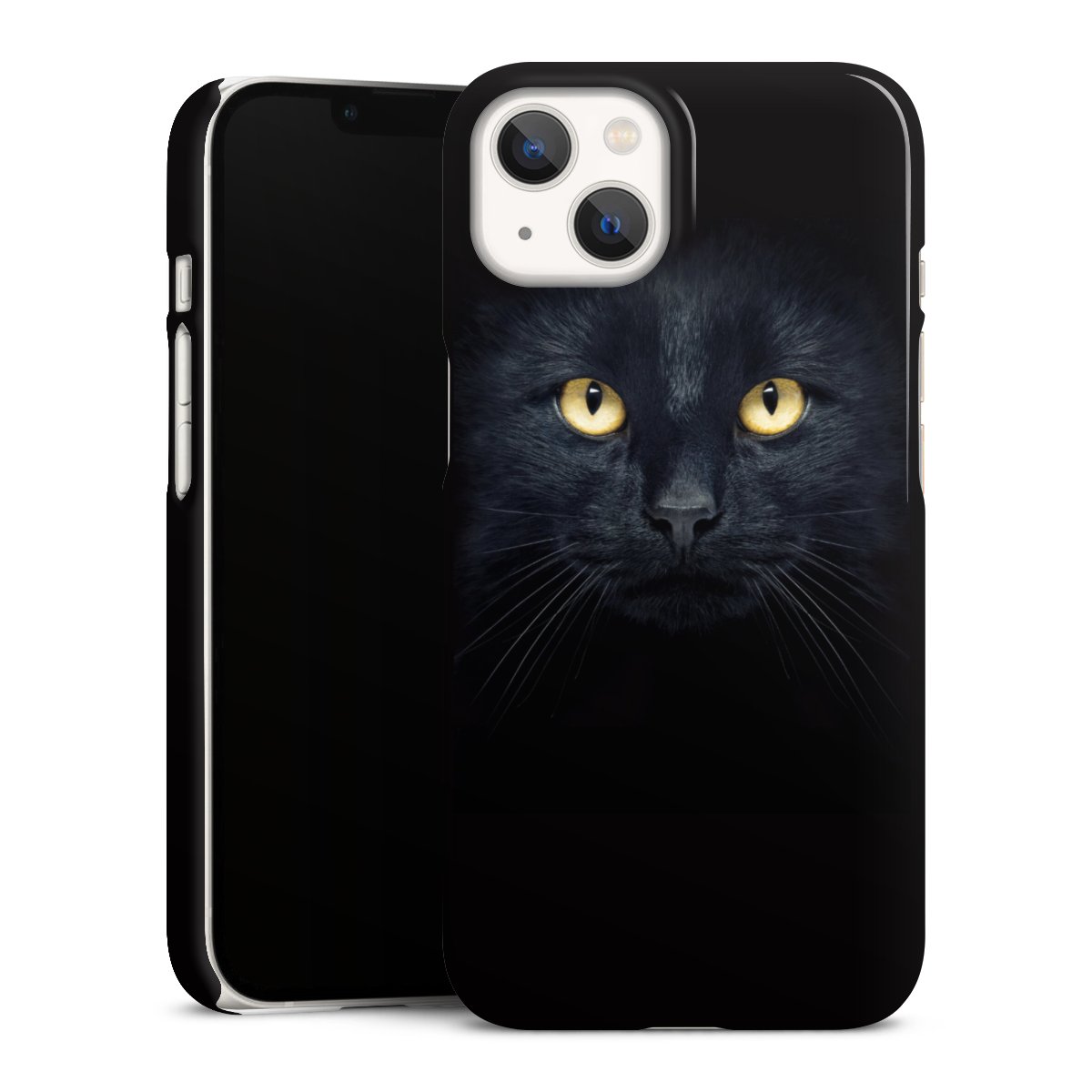 iPhone 13 Handy Premium Case Smartphone Handyhülle Schutzhülle glänzend Eye Cat Black Premium Case