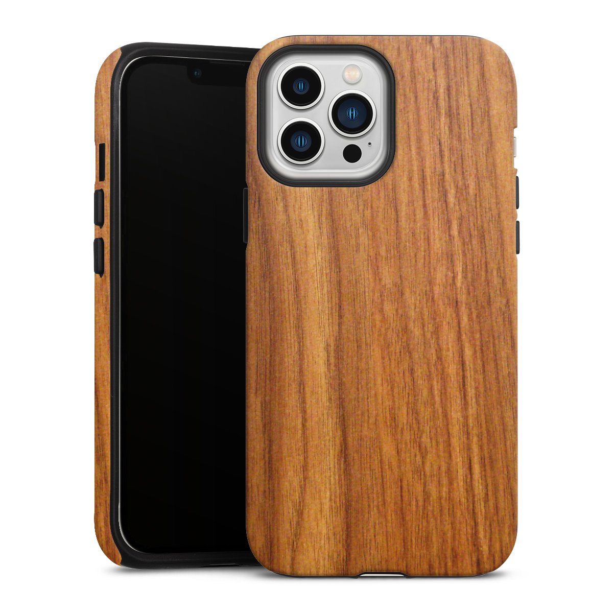 iPhone 13 Pro Max Handy Panzer Handyhülle robuste Outdoor Hülle Schutzhülle matt Wood Larch Wooden Look Tough Case