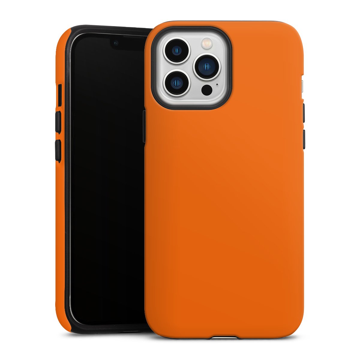 iPhone 13 Pro Max Handy Panzer Handyhülle robuste Outdoor Hülle Schutzhülle matt Orange Colour Unicoloured Tough Case