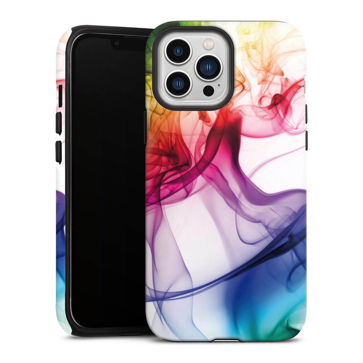 iPhone 13 Pro Max Handy Panzer Handyhülle robuste Outdoor Hülle Schutzhülle matt Water Colour Rainbow Tough Case