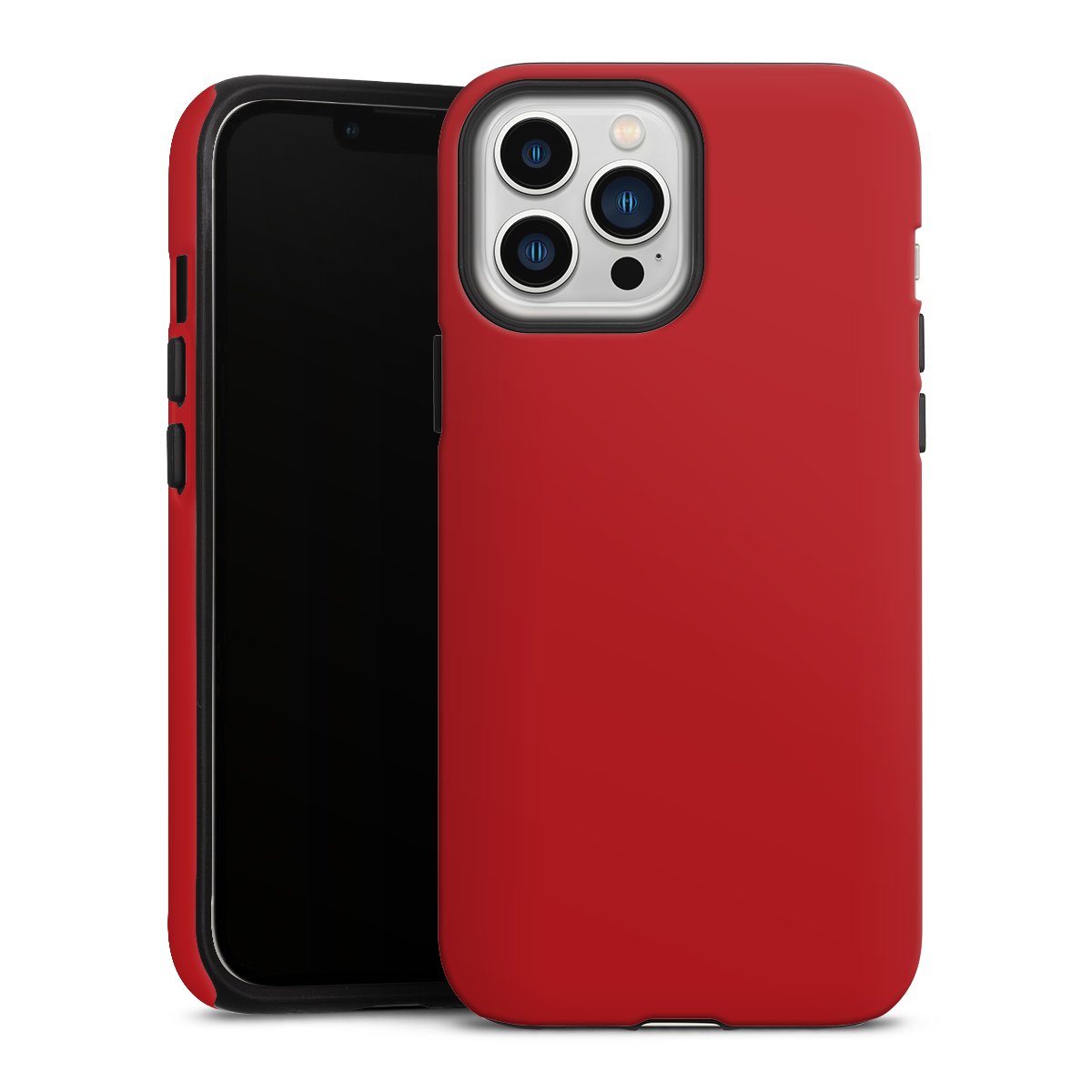 iPhone 13 Pro Max Handy Panzer Handyhülle robuste Outdoor Hülle Schutzhülle matt Colour Unicoloured Red Tough Case