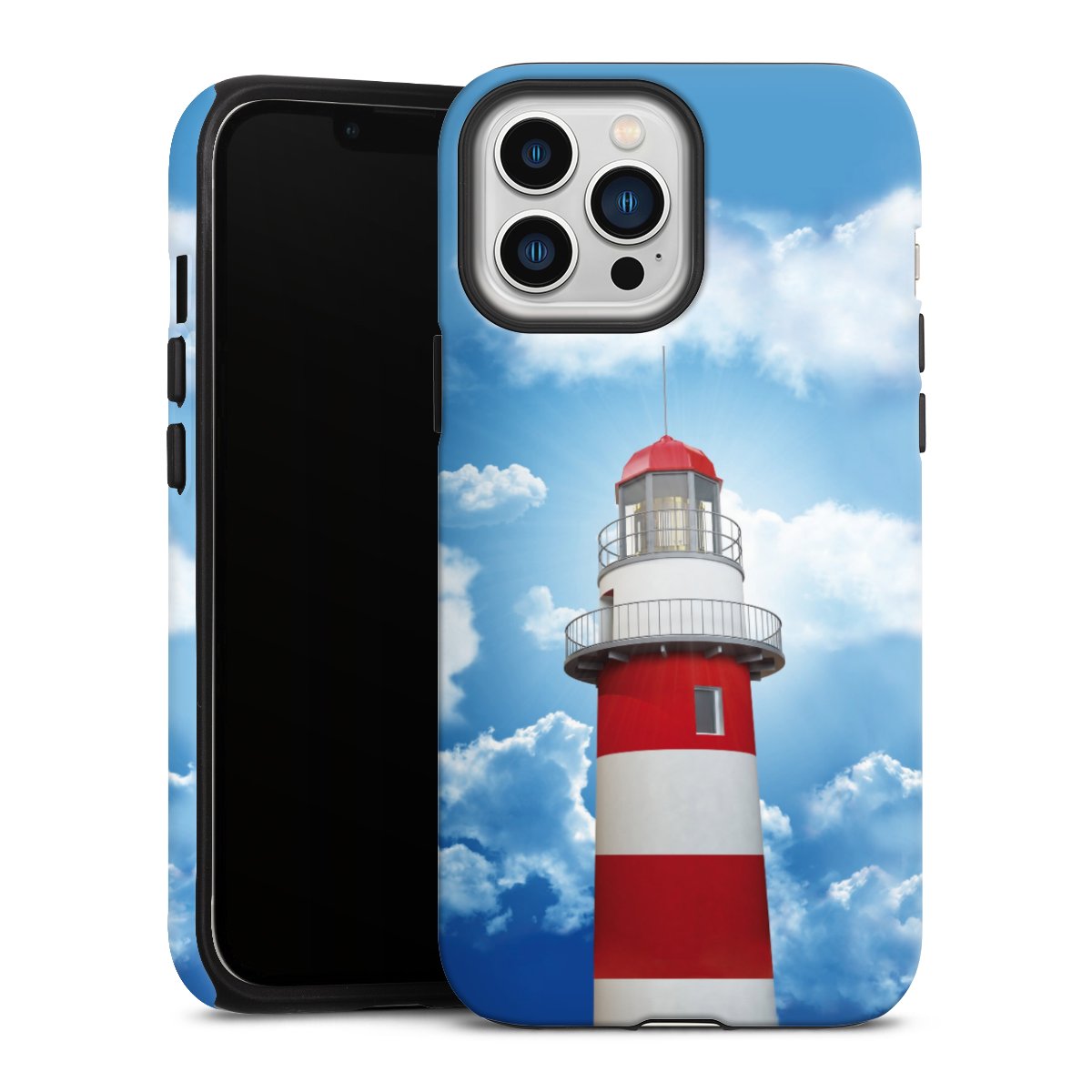 iPhone 13 Pro Max Handy Panzer Handyhülle robuste Outdoor Hülle Schutzhülle matt Lighthouse Sky Cloud Tough Case