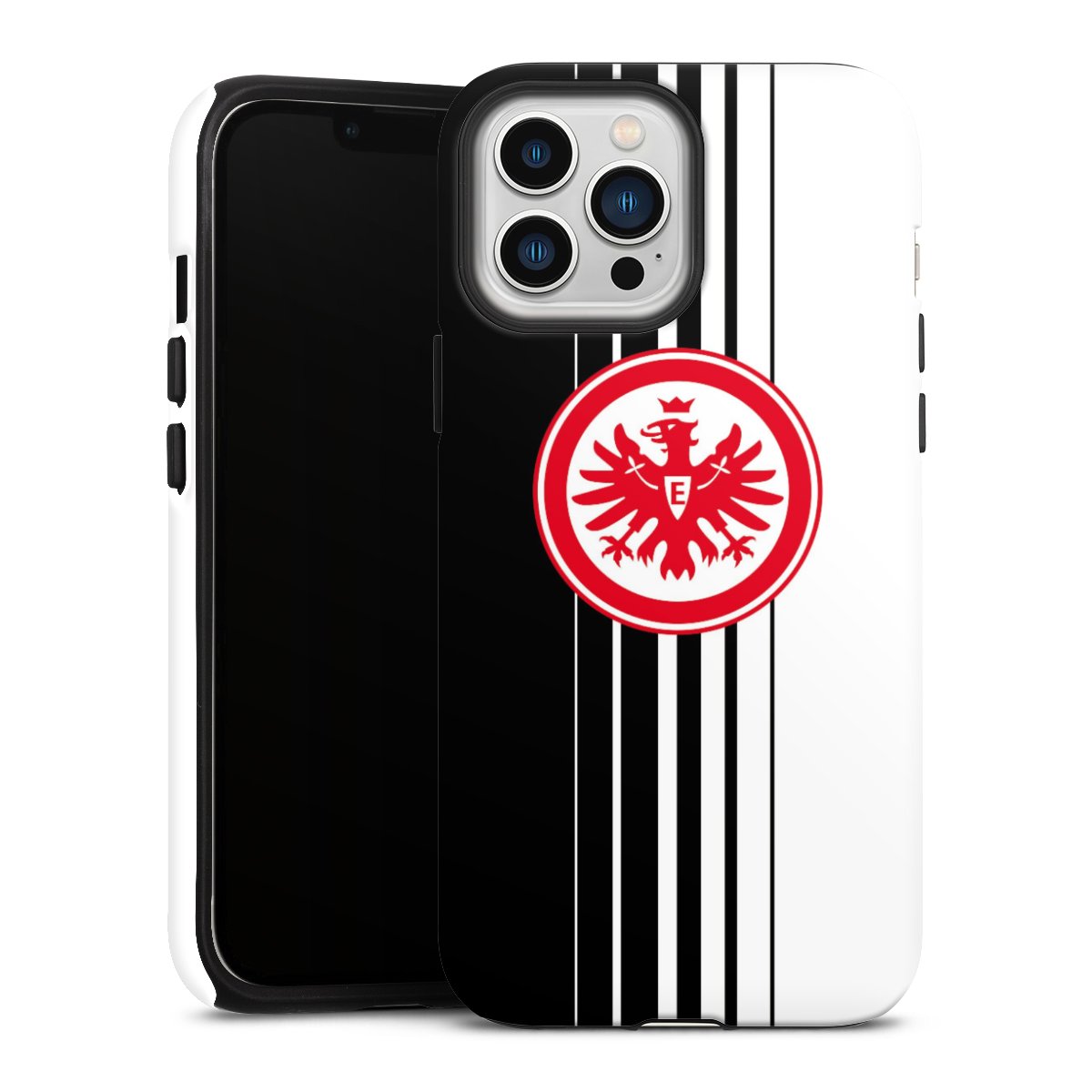 iPhone 13 Pro Max Handy Panzer Handyhülle robuste Outdoor Hülle Schutzhülle matt Stripes Eintracht Frankfurt Official Licensed Product Tough Case