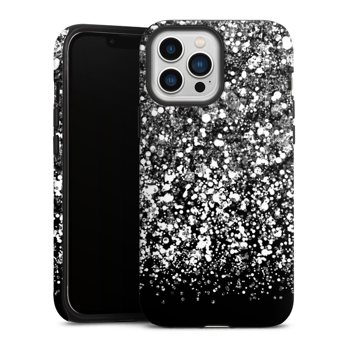 iPhone 13 Pro Max Handy Panzer Handyhülle robuste Outdoor Hülle Schutzhülle matt Glitzer Snowflake Muster Tough Case