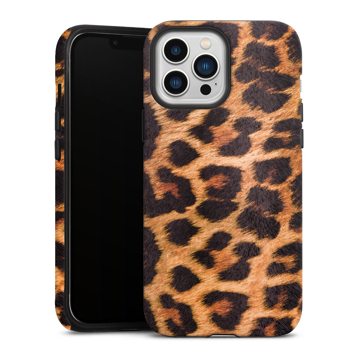 iPhone 13 Pro Max Handy Panzer Handyhülle robuste Outdoor Hülle Schutzhülle matt Animal Print Leopard Fur Tough Case