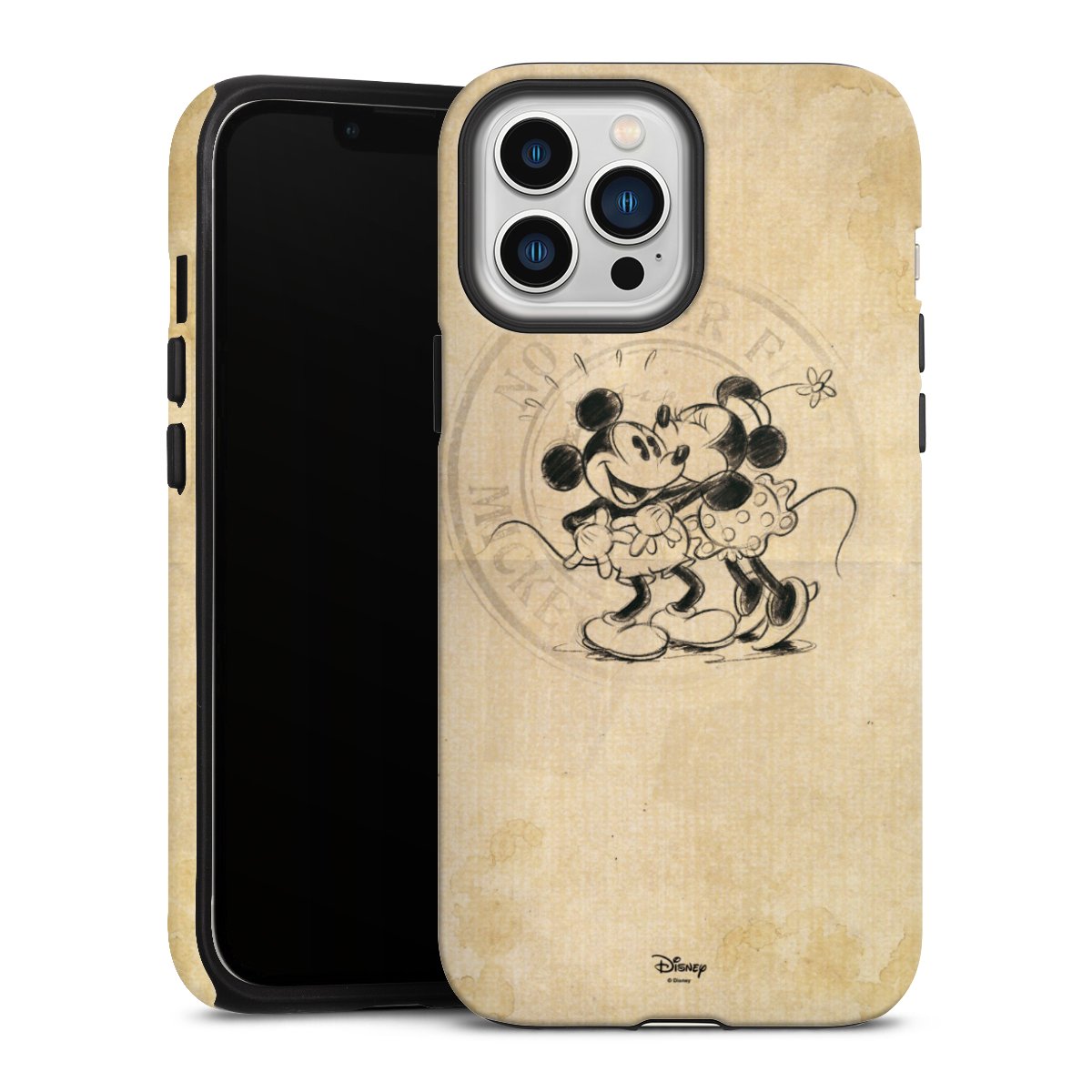 iPhone 13 Pro Max Handy Panzer Handyhülle robuste Outdoor Hülle Schutzhülle matt Mickey Mouse Vintage Minnie Mouse Tough Case