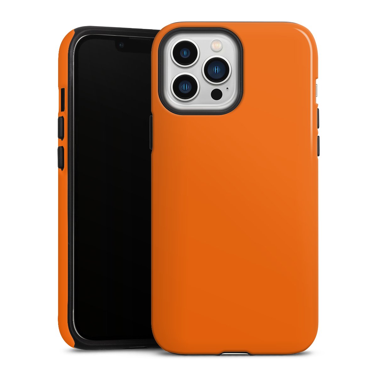 iPhone 13 Pro Max Handy Panzer Handyhülle robuste Outdoor Hülle Schutzhülle glänzend Orange Colour Unicoloured Tough Case